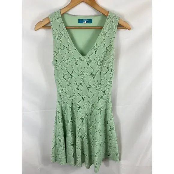 francescas buttons green lace dress size small - Picture 1 of 5
